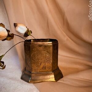 Brass Container with Etched Bird‎